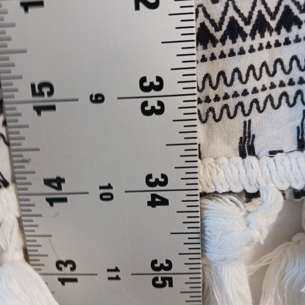 Blue Island Swim Cover Up, Size Medium, Black & White Print With White Pom Trim - Picture 14 of 16